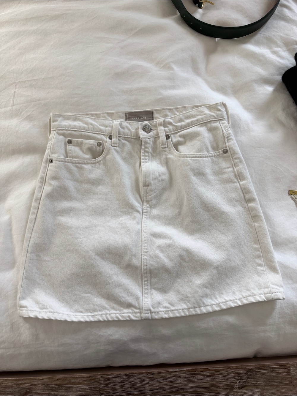 Everlane White Denim A-Line The Skirt - Women's